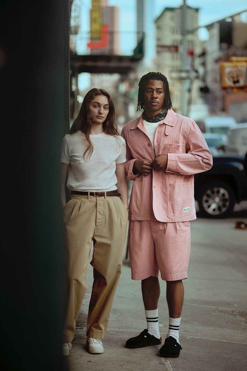 couple wearing a full merz b schwanen look