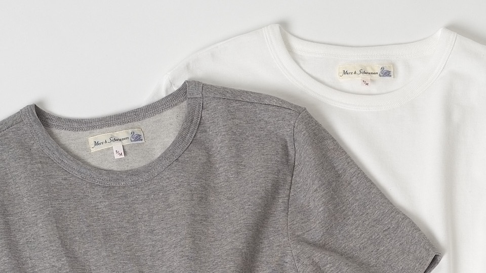 white t-shirt and grey t-shirt