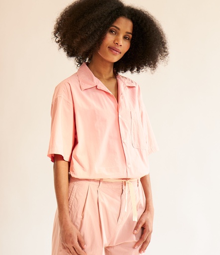 GOOD BASICS | SHIRT03 unisex bowling shirt, organic cotton poplin, 4,2oz, relaxed fit  331 peach